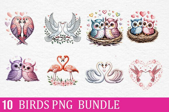 10 Birds PNG Bundle for Creative Projects