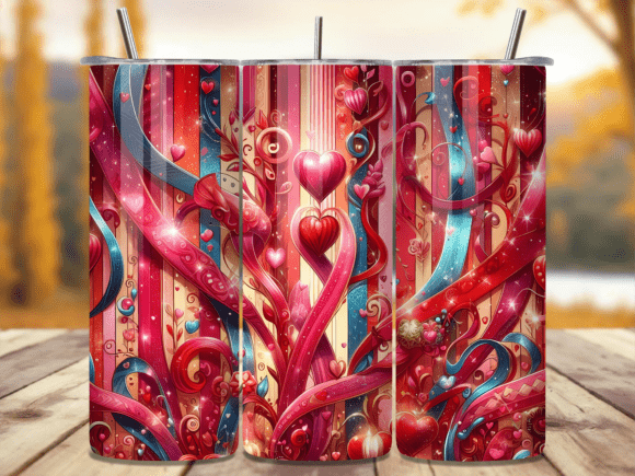 Abstract Red Ribbon Heart Tumbler Wrap
