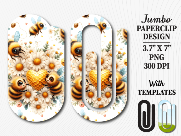 Bee Daisy Flower Heart Jumbo Paperclip