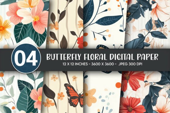 Butterfly Floral Digital Paper: A Versatile Design for Creative Projects