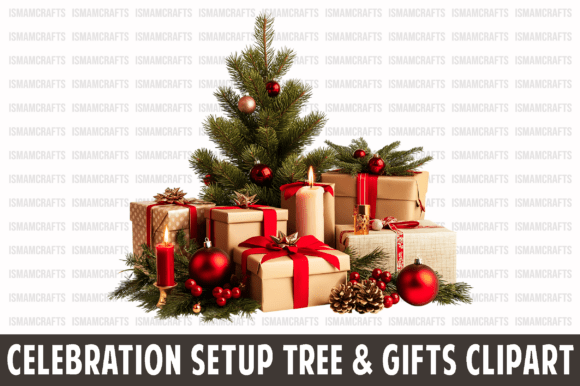Celebration Setup Tree Gifts Clipart: A Versatile Digital Asset for Creative Projects