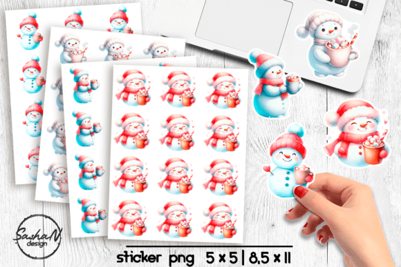 Cute Snowman Cocoa Christmas Stickers