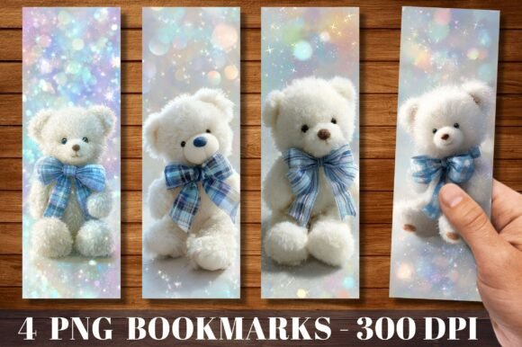 Cute White Teddy Bear Glitter Bookmark: A Versatile Digital Asset for Creators and Entrepreneurs