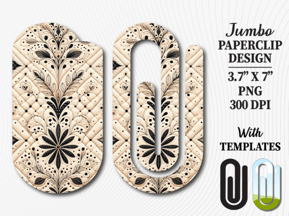 Enhance Your Creative Projects with the Boho Damask Ornate Jumbo Paperclip PNG