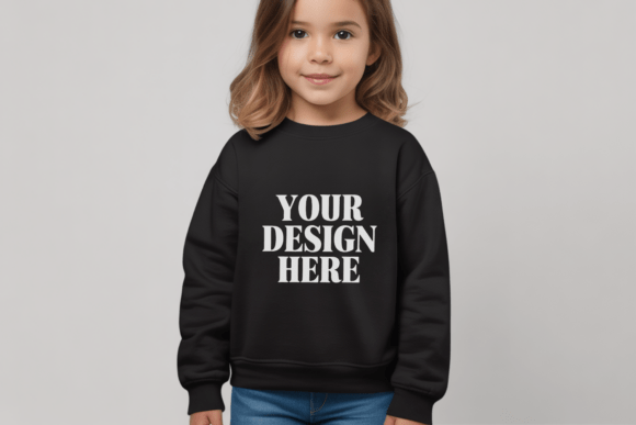 Enhance Your Designs with the Gildan 18000B Kids Crewneck Mockup 30