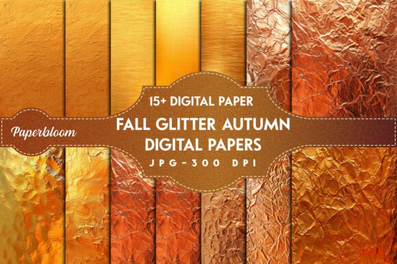 Fall Glitter Autumn Digital Papers: Add Sparkle to Your Creative Projects