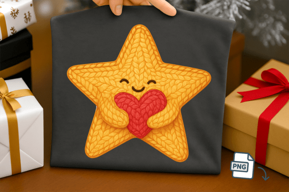 Faux Crochet Star PNG Cute Valentine: A Unique Design for Creative Projects