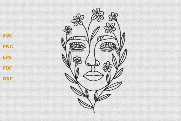 Floral Woman Face Line Art SVG Cut File: A Versatile Design for Creative Projects