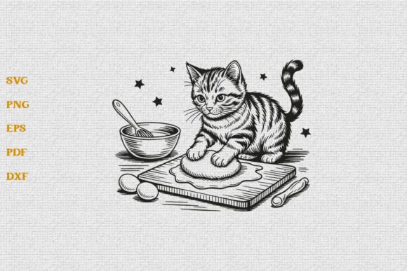 Funny Kitty Biscuits Bakery Cat SVG PNG for Creative Workflows