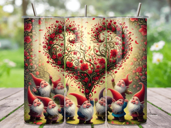 Garden Gnome Heart Flower Tumbler Wrap: A Creative Solution for Custom Tumbler Designs