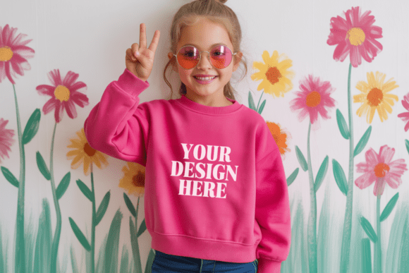 Gildan 18000B Kids Sweatshirt Mockup 30