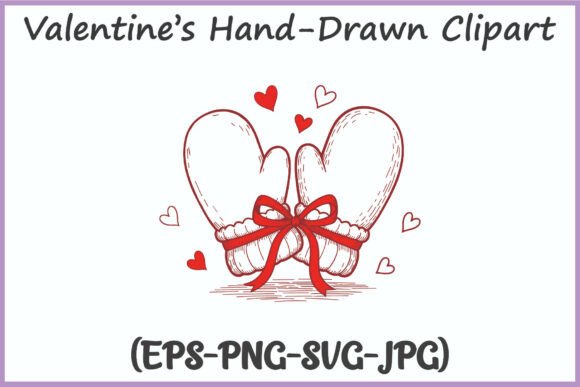 Hand Drawn Valentines Mittens PNG Vector