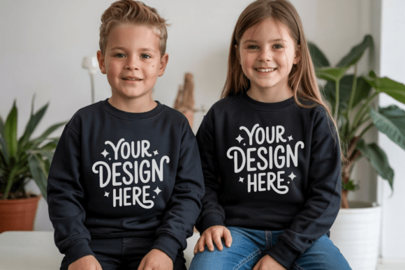 Kids Front and Back Sweatshirt Mockup 3