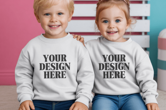 Kids Front and Back Sweatshirt Mockup 40