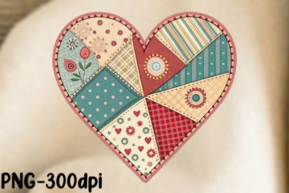 Patchwork Valentine's Day Heart PNG
