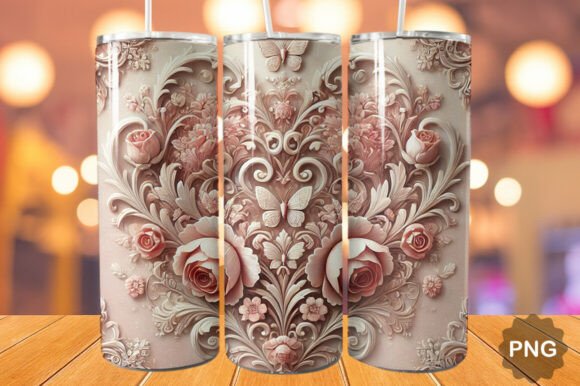 Pink Floral Hearts Tumbler Wrap: A Versatile Design for Creative Projects