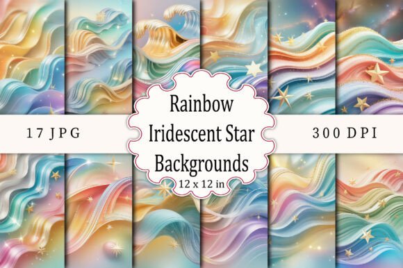 Rainbow Iridescent Star Backgrounds
