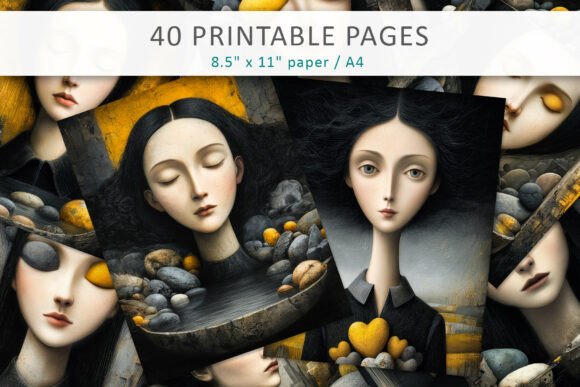 Surreal Woman Portrait Printable: A Creative Resource for Artists and Crafters