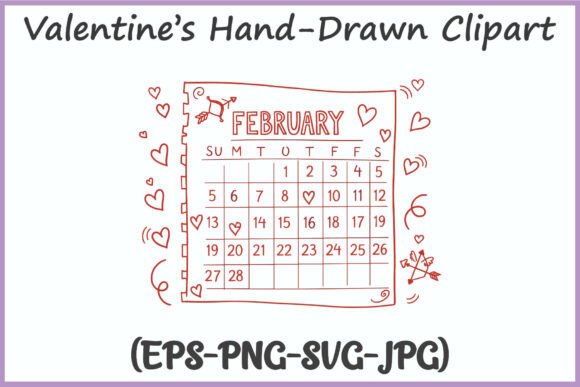 Valentines February Calendar SVG Clipart: A Whimsical Addition to Your Creative Projects