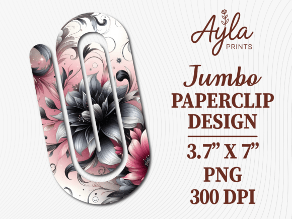 Vintage Pink Floral Jumbo Paperclip: A Stylish and Practical Digital Design for Creatives