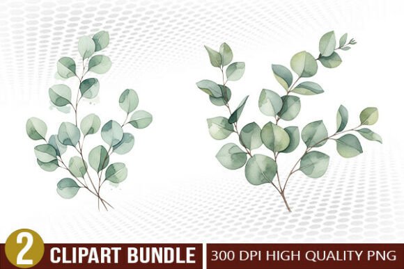 Watercolor Eucalyptus Leaves Clipart Set: A Versatile Resource for Creative Projects
