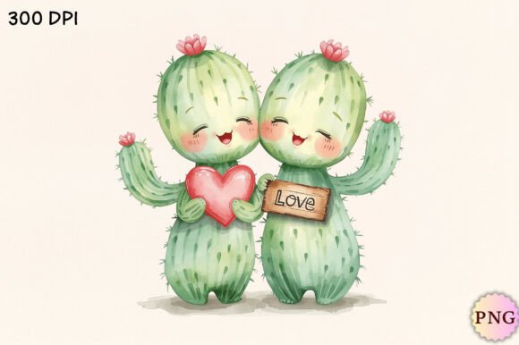 Whimsical Cactus Valentine’s PNG for Creative Projects